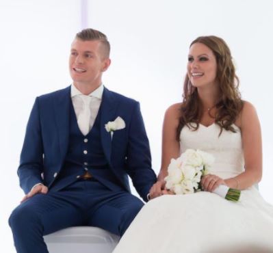 Jessica Kroos with her husband Toni Kroos at their wedding